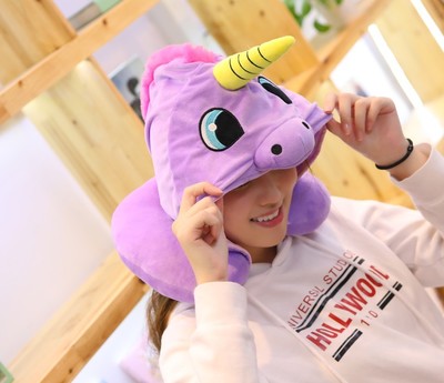 HOODED UNICORN TRAVEL PILLOW