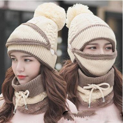 Beanie Hat with Scarf and Mask