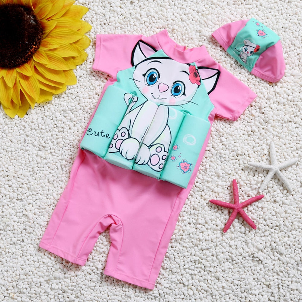 Kids Floating Swimsuit with Zipper Life Vest