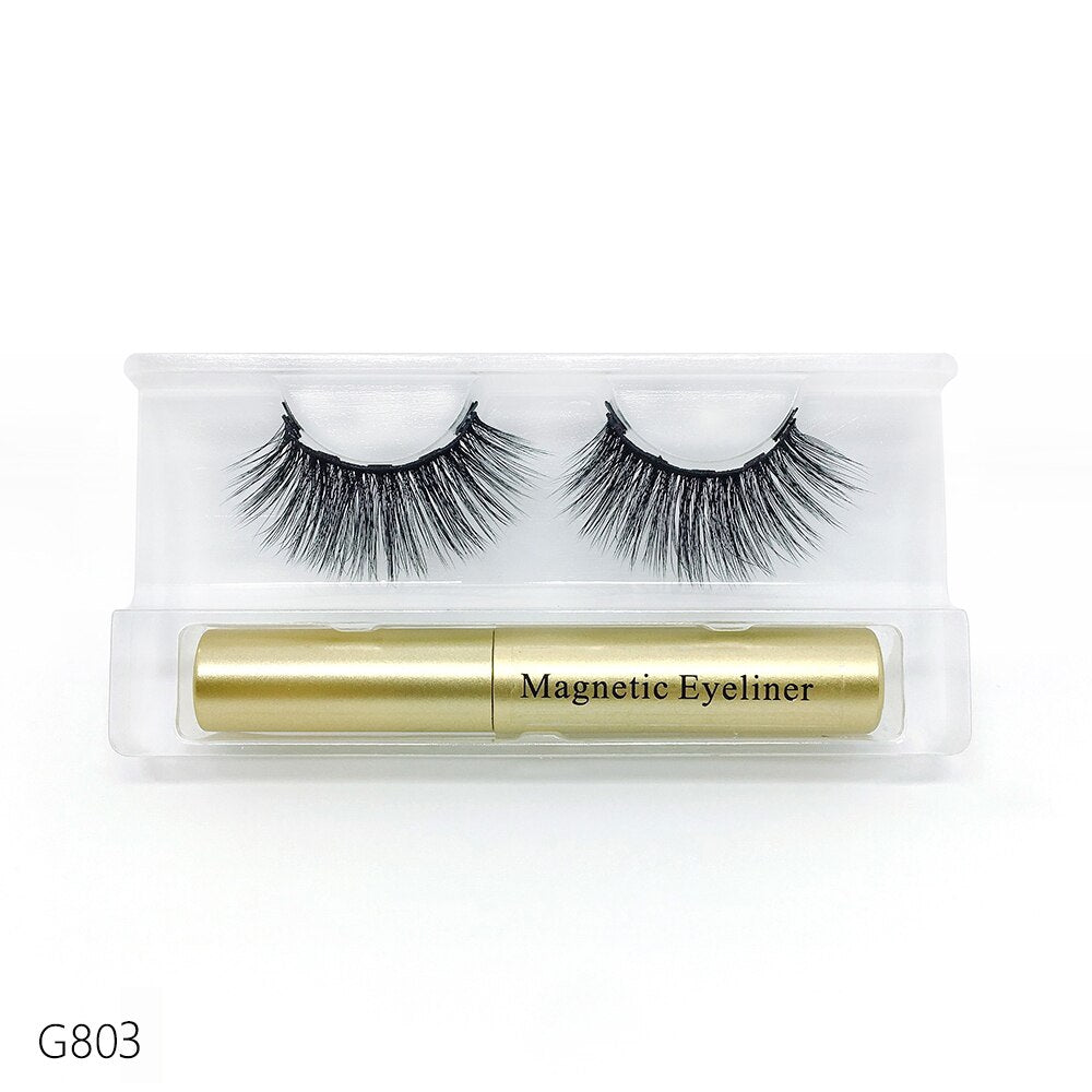 5 magnetic eyelashes, liquid eyeliner and tweezers set