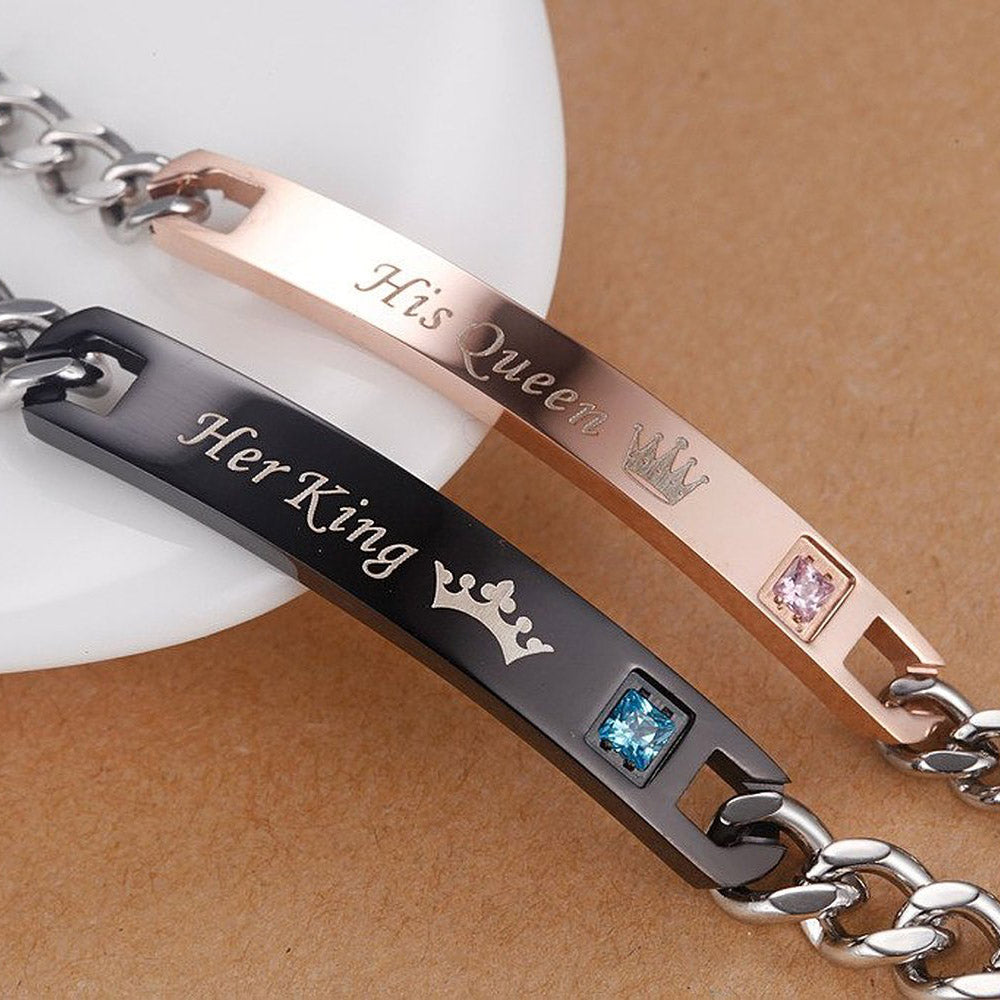 BRACELETS 2 PIECES FOR MEN AND FOR WOMEN "HER KING HIS QUEEN"