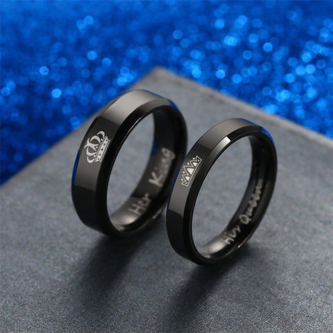 Image of Her King His Queen Couple Rings Gold Crown Rings