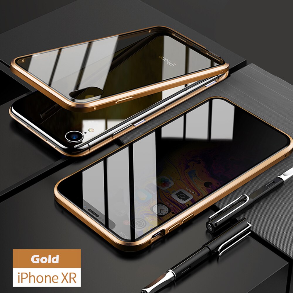 Anti-peep Magnetic Adsorption Metal Phone Case For iPhone