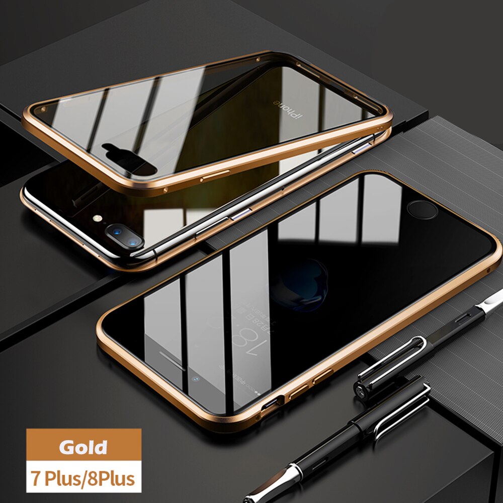Anti-peep Magnetic Adsorption Metal Phone Case For iPhone