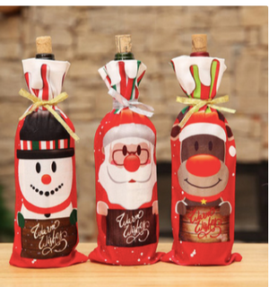 Santa Claus Wine Bottle Cover Merry Christmas Decorations for Home