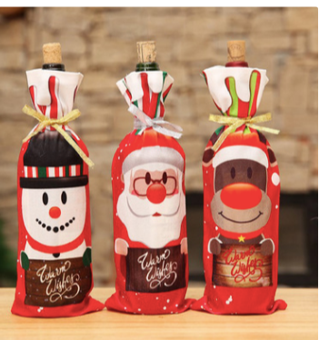 Image of Santa Claus Wine Bottle Cover Merry Christmas Decorations for Home