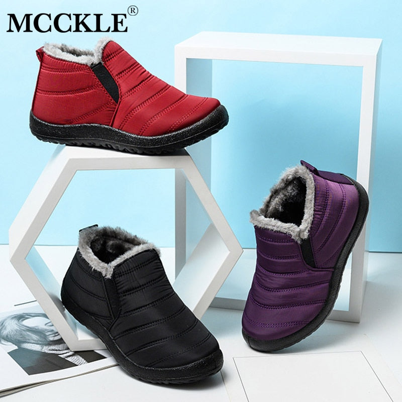Winter Female Slip On Flat Casual Shoes Waterproof