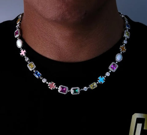 Image of Gold-Plated Hip-Hop Gemstone Necklace