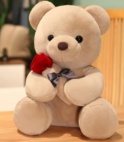 Image of Hugging Roses Teddy Bear Plush Pillow