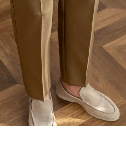 Image of Mid-High Waist Straight Cropped British Pants
