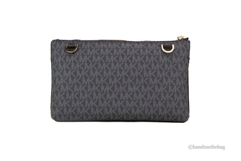 Image of Michael Kors Maisie Large Black Pebbled Leather 3-in-1 Multifunctional Crossbody Clutch Tote Bag