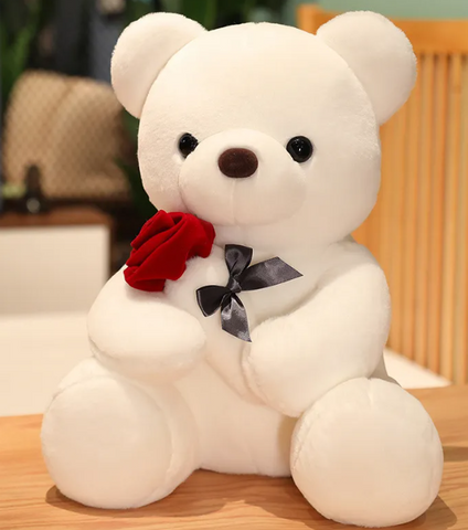 Image of Hugging Roses Teddy Bear Plush Pillow