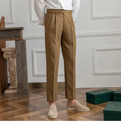 Image of Mid-High Waist Straight Cropped British Pants