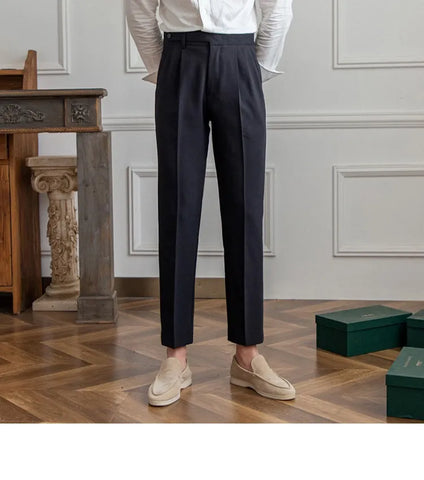 Image of Mid-High Waist Straight Cropped British Pants