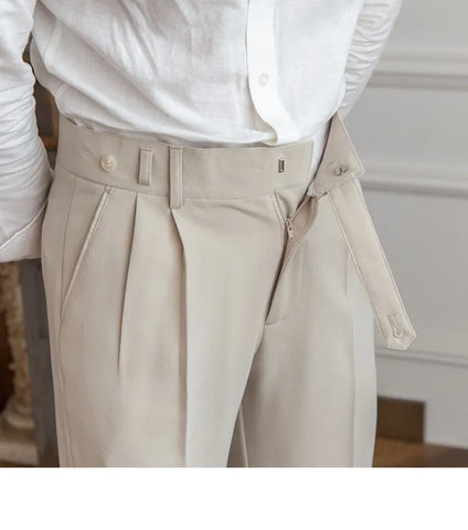 Image of Mid-High Waist Straight Cropped British Pants