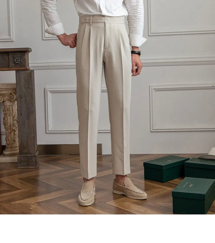 Image of Mid-High Waist Straight Cropped British Pants