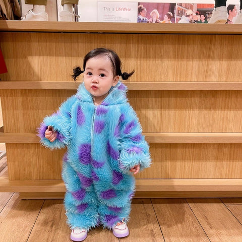 Image of Cute Animal Baby Jumpsuit With Hooded Zipper