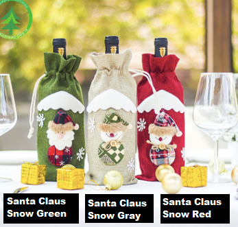Image of Santa Claus Wine Bottle Cover Merry Christmas Decorations for Home