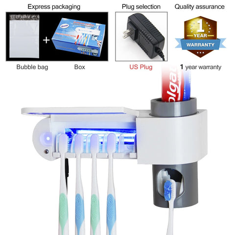 Image of UV Light Toothbrush Holder and Toothpaste Dispenser