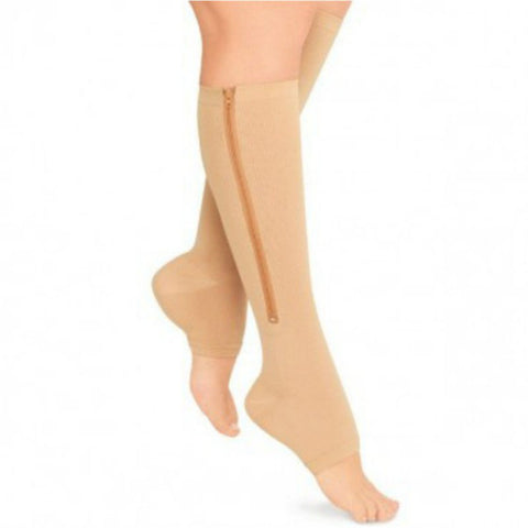 Image of Zipped Open Toe Compression Socks