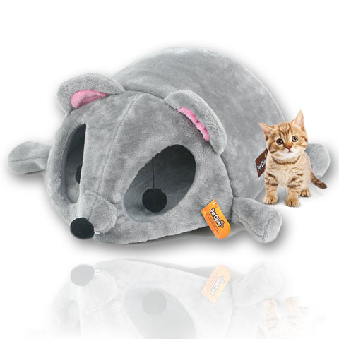 Image of Mouse Cat House Bed With Removable Cushion & Waterproof Bottom