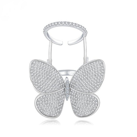 Crystal Stones Made Butterfly Ring