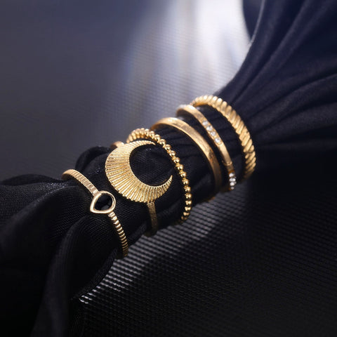 Image of Moon Geometric Joint Rings Set