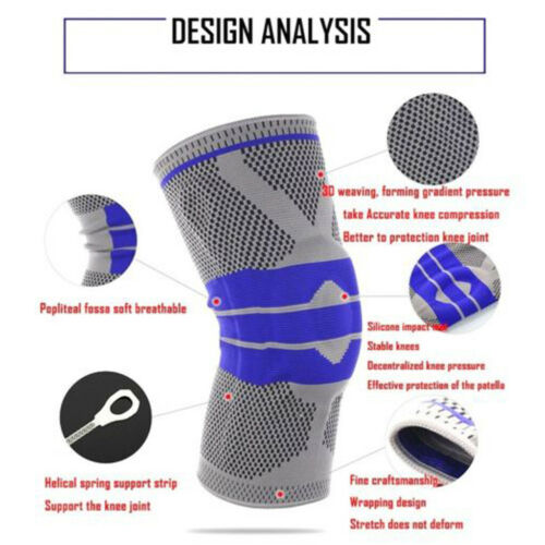 Silicone Spring Knee Brace Sport Support Strong Meniscus Protection Compression Lnee Pads