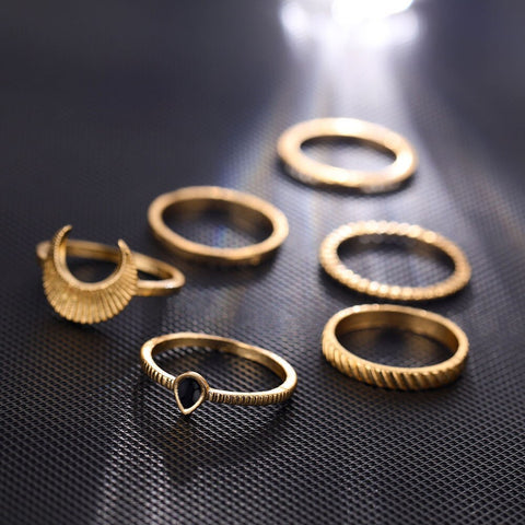 Image of Moon Geometric Joint Rings Set