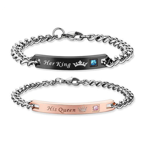Image of BRACELETS 2 PIECES FOR MEN AND FOR WOMEN "HER KING HIS QUEEN"