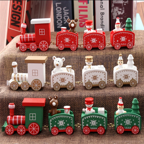 Image of New Christmas Train Painted Wood Christmas Decoration