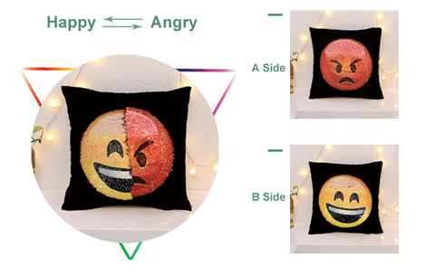 Image of Awesome Changing Face Emoji Sequin Pillow