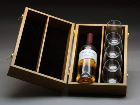 Image of Wine Bottle Presentation Box with Goblets