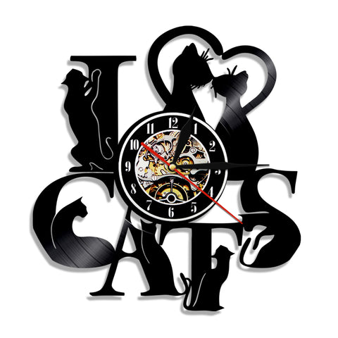 Image of I Love Cats Vinyl LED Wall Clock