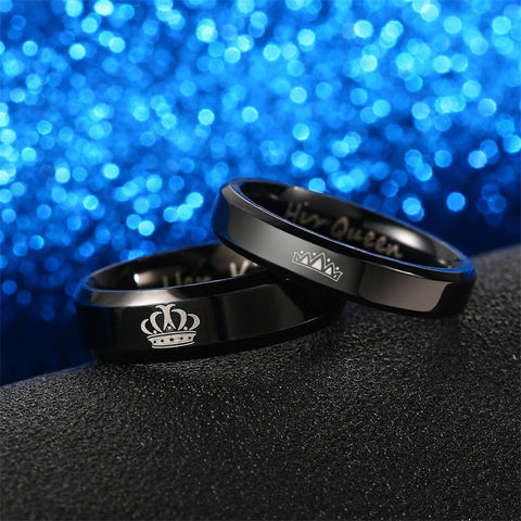 Image of Her King His Queen Couple Rings Gold Crown Rings