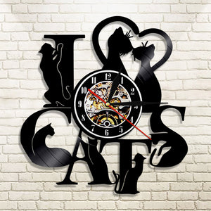 I Love Cats Vinyl LED Wall Clock