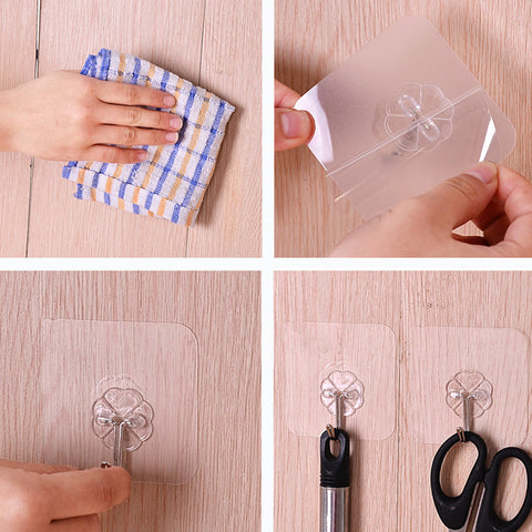 Image of (8 Pack) Transparent Super Suction Wall Hooks