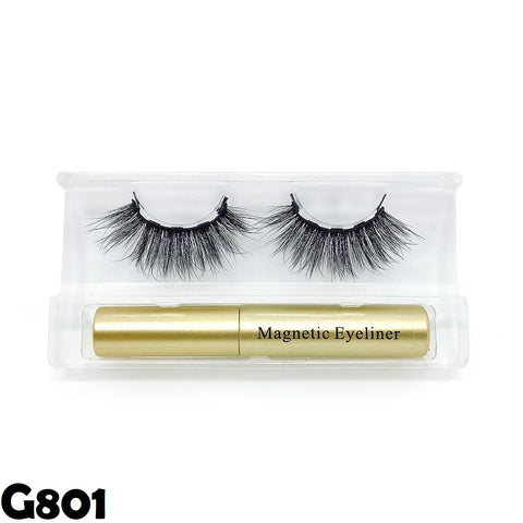 5 magnetic eyelashes, liquid eyeliner and tweezers set