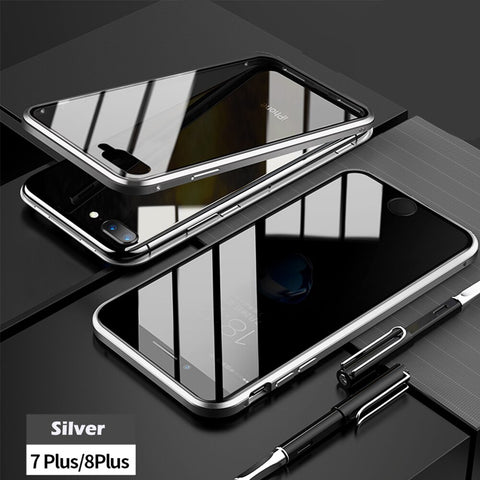 Anti-peep Magnetic Adsorption Metal Phone Case For iPhone