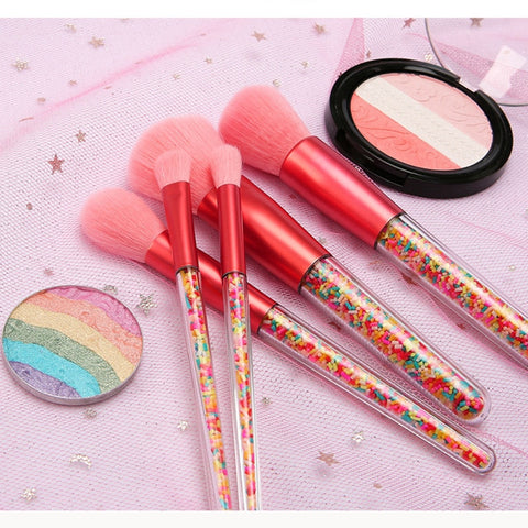 Image of 5pcs Lollipop Candy Unicorn Crystal Makeup Brushes Set