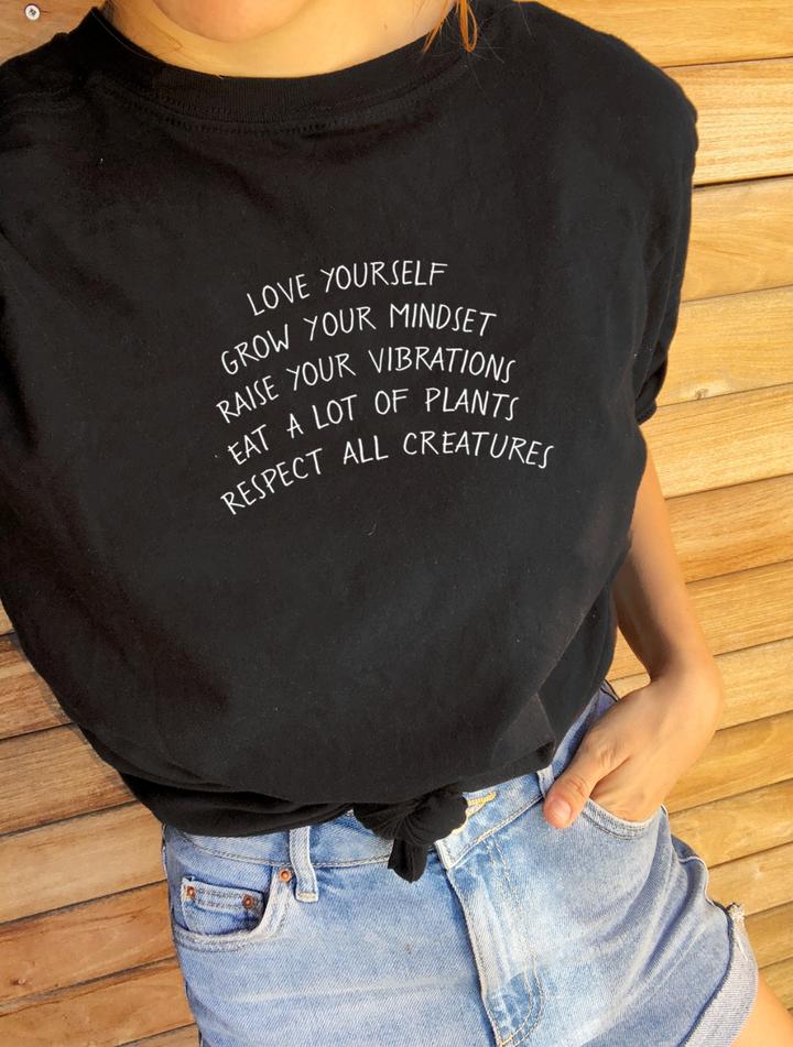 Love Yourself Grow Your Mindset Harajuku T Shirt Women