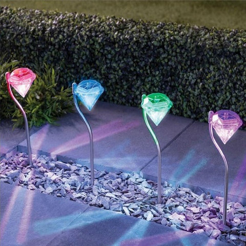Image of 4PCS DIAMOND SOLAR GARDEN LIGHTS