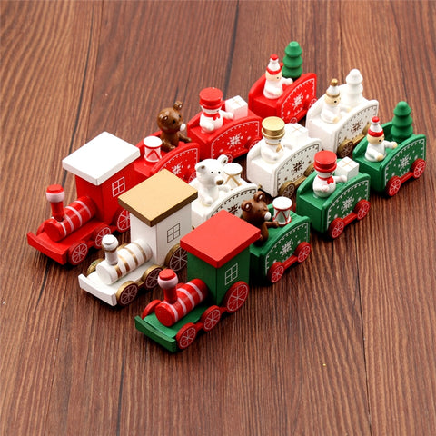 Image of New Christmas Train Painted Wood Christmas Decoration