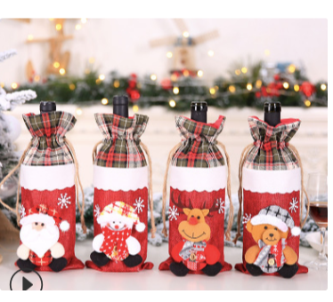 Image of Santa Claus Wine Bottle Cover Merry Christmas Decorations for Home