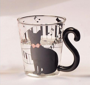 MODERN CAT SILHOUETTE GLASS MUG