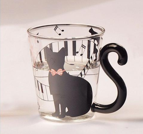 Image of MODERN CAT SILHOUETTE GLASS MUG