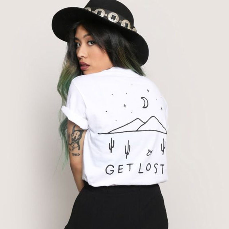 Get lost Fashion Desert Cactus Print Tshirt