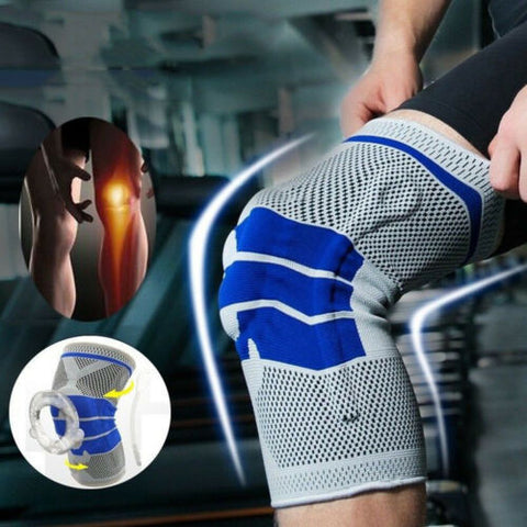Image of Silicone Spring Knee Brace Sport Support Strong Meniscus Protection Compression Lnee Pads