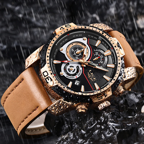 Image of Waterproof Men's Gold Watch