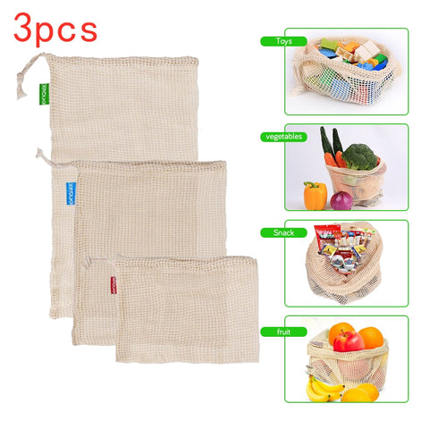 Image of Reusable Cotton Mesh Bag for Vegetables